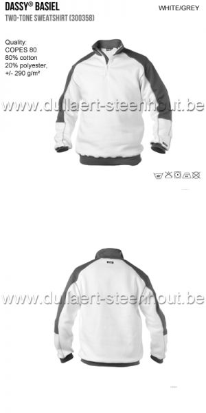 Dassy Basiel (300358) Tweekleurige werksweater wit / grijs