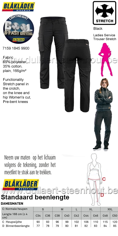 Vervolg Bereid uit Werkkleren | Blaklader - Comfortabele stretch werkbroek voor vrouwen  715918459900 / Black