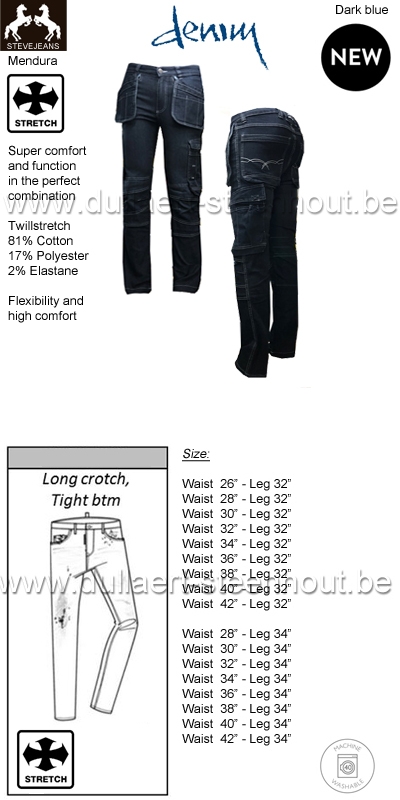 STEVEJEANS Mendura stretch jeans werkbroek / stretch spijker werkbroek - Dark blue