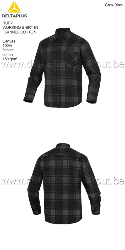 Deltaplus Ruby flanellen werkhemd - grijs/zwart
