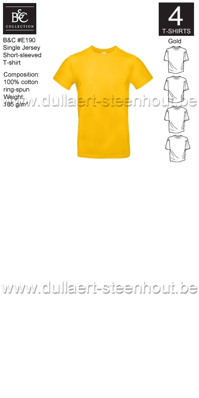 XXXL / 3XL B&C - E190 T-shirt Single Jersey - gold - 4 STUKS PROMOTIE