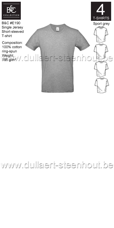 3XL / 4XL / 5XL B&C - E190 T-shirt Single Jersey - sport grey - 4 STUKS PROMOTIE